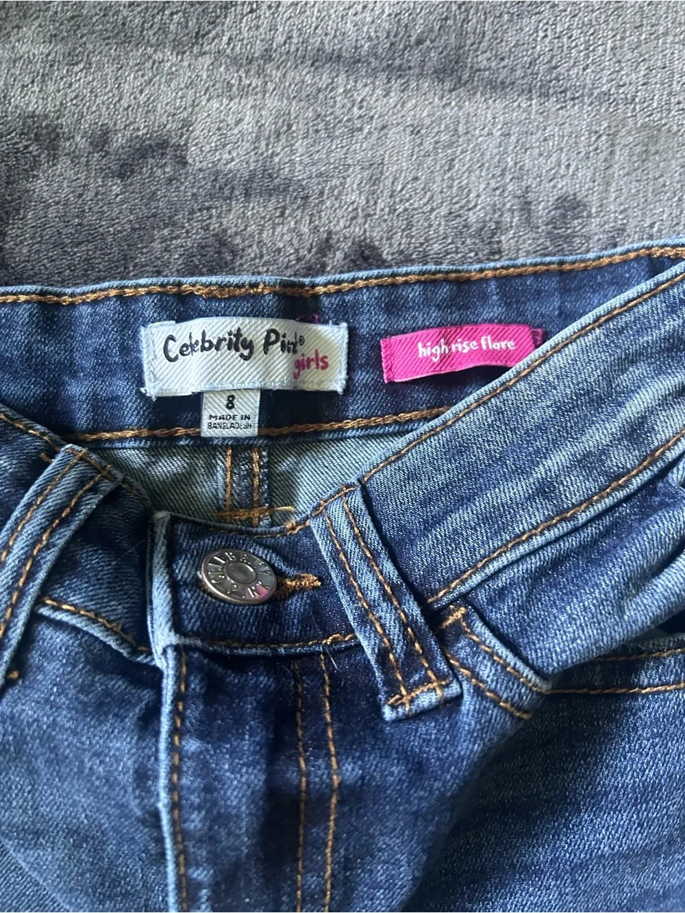 Girls Celebrity Pink Dark Blue Flare Jeans